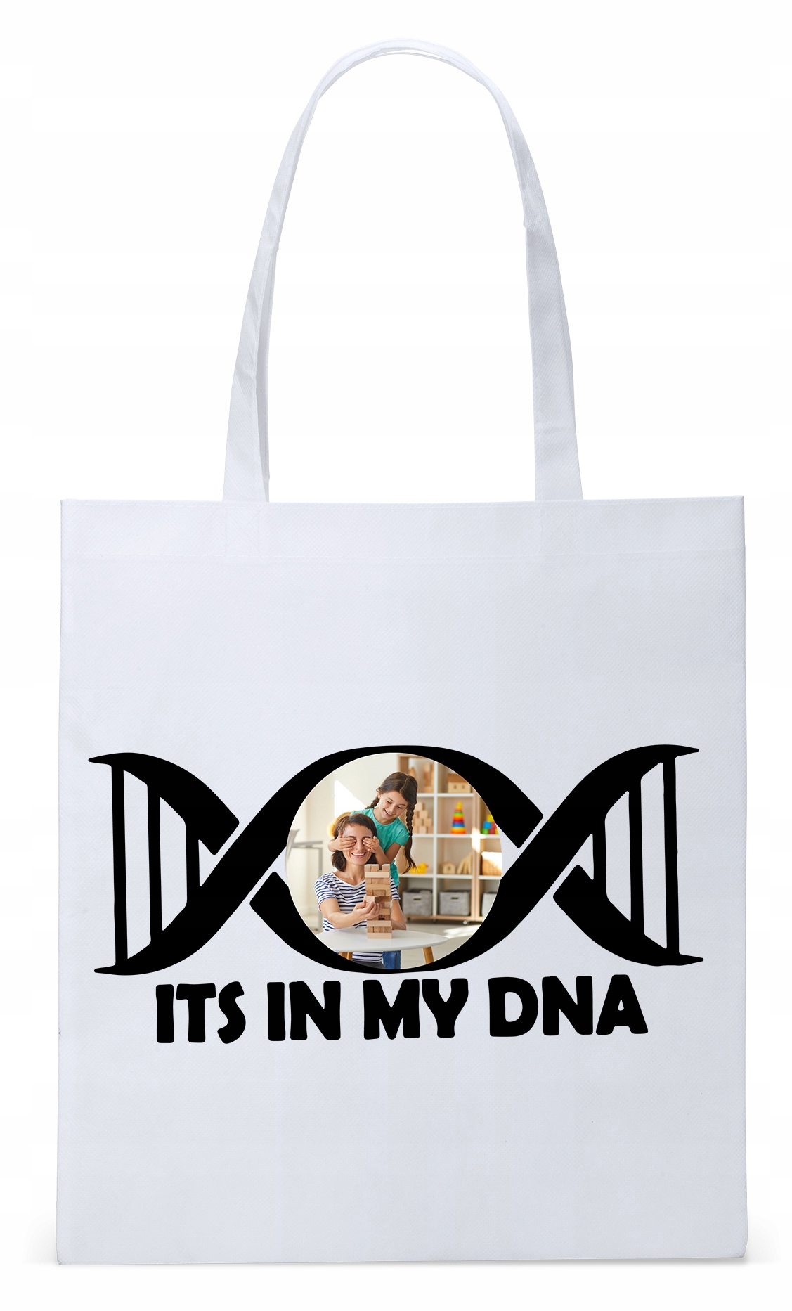 Torba Biała Eco Shopper Dla Niani Opiekunki Z Nadrukiem Ze Zdjęciem