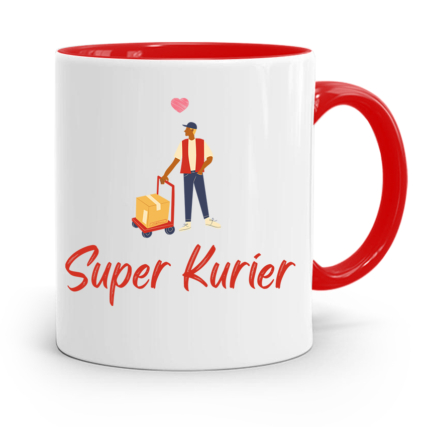 Kubek Czerwony Dla Kuriera Super Kurier Prezent Z Nadrukiem Ze Zdjęciem