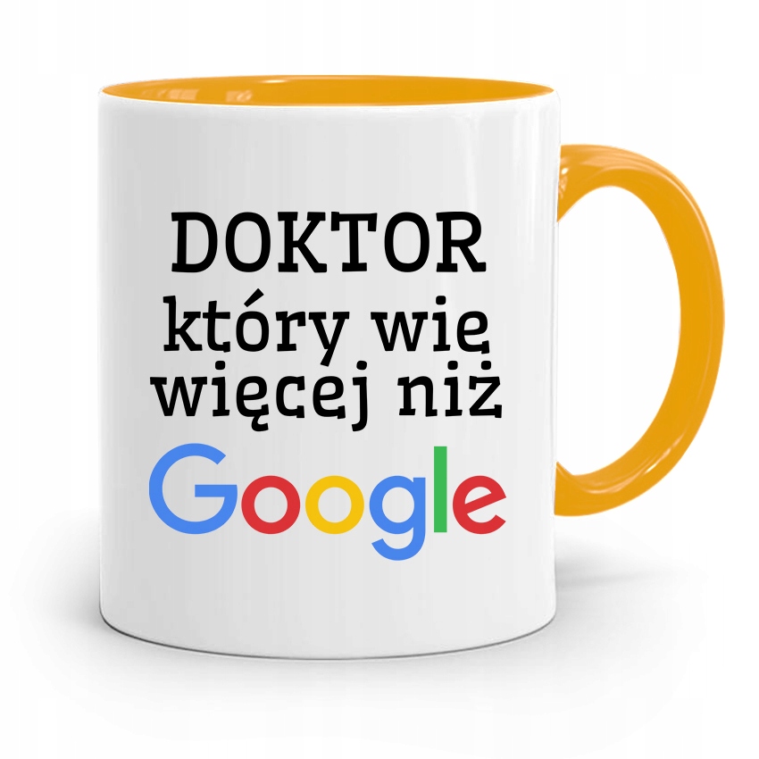 Kubek Żółty Dla Doktora Doktor Wie Więcej Niż Z Nadrukiem Ze Zdjęciem