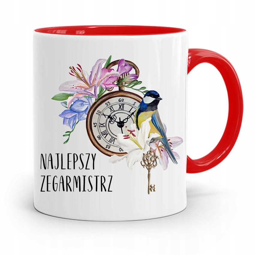 Kubek Czerwony Zegarmistrza Najlepszy Zegarmistrz Z Nadrukiem Ze Zdjęciem