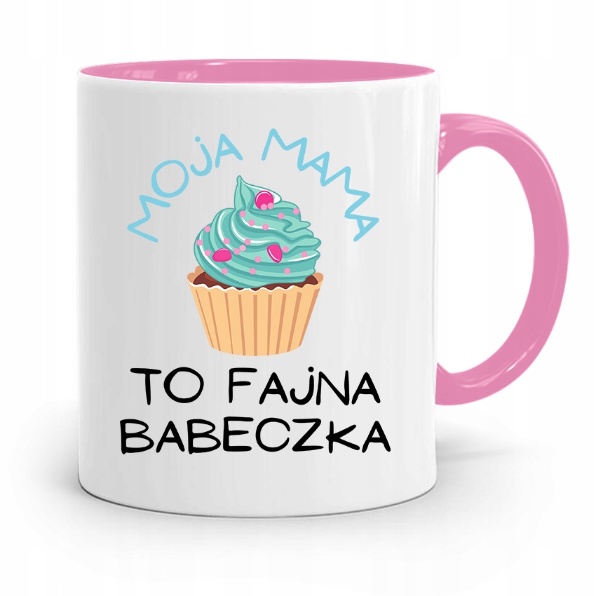 Kubek Różowy Prezent Dla Mamy Fajna Babeczka Z Nadrukiem Ze Zdjęciem