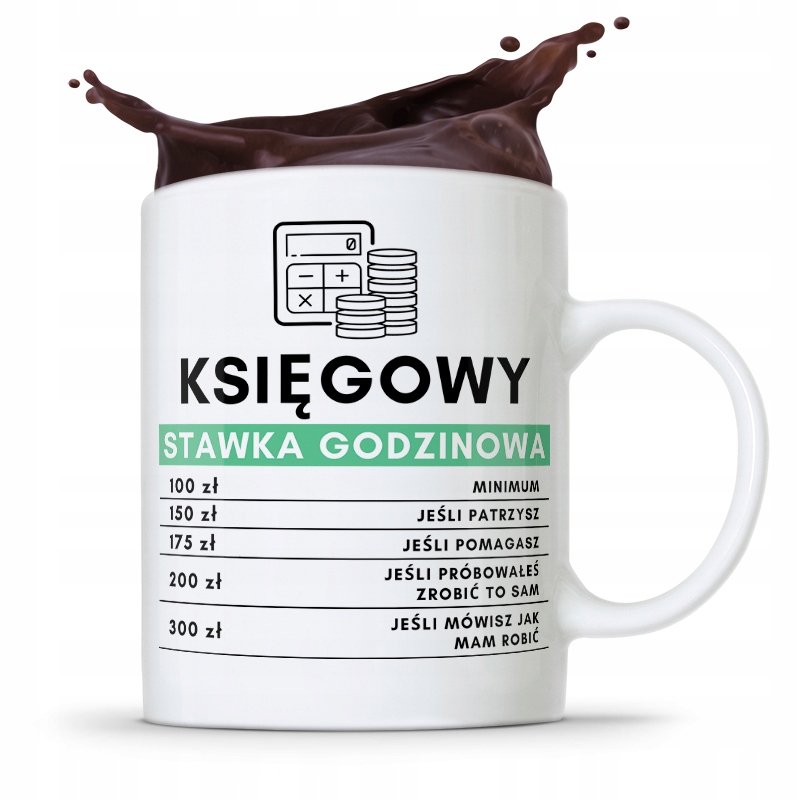 Kubek Księgowej Księgowego Stawka Godzinowa Z Nadrukiem Ze Zdjęciem