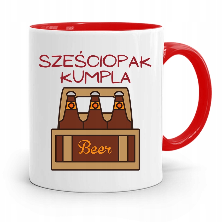 Kubek Czerwony Przyjaciela Sześciopak Kumpla Z Nadrukiem Ze Zdjęciem