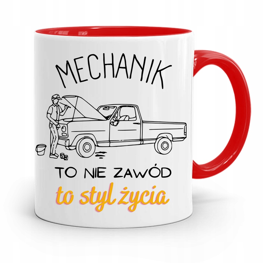 Kubek Czerwony Prezent Dla Mechanika To Styl Życia Z Nadrukiem Ze Zdjęciem