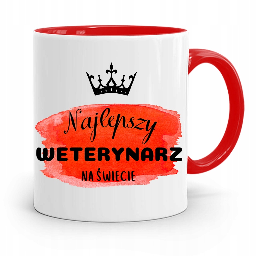 Kubek Czerwony Weterynarza Najlepszy Weterynarz Z Nadrukiem Ze Zdjęciem