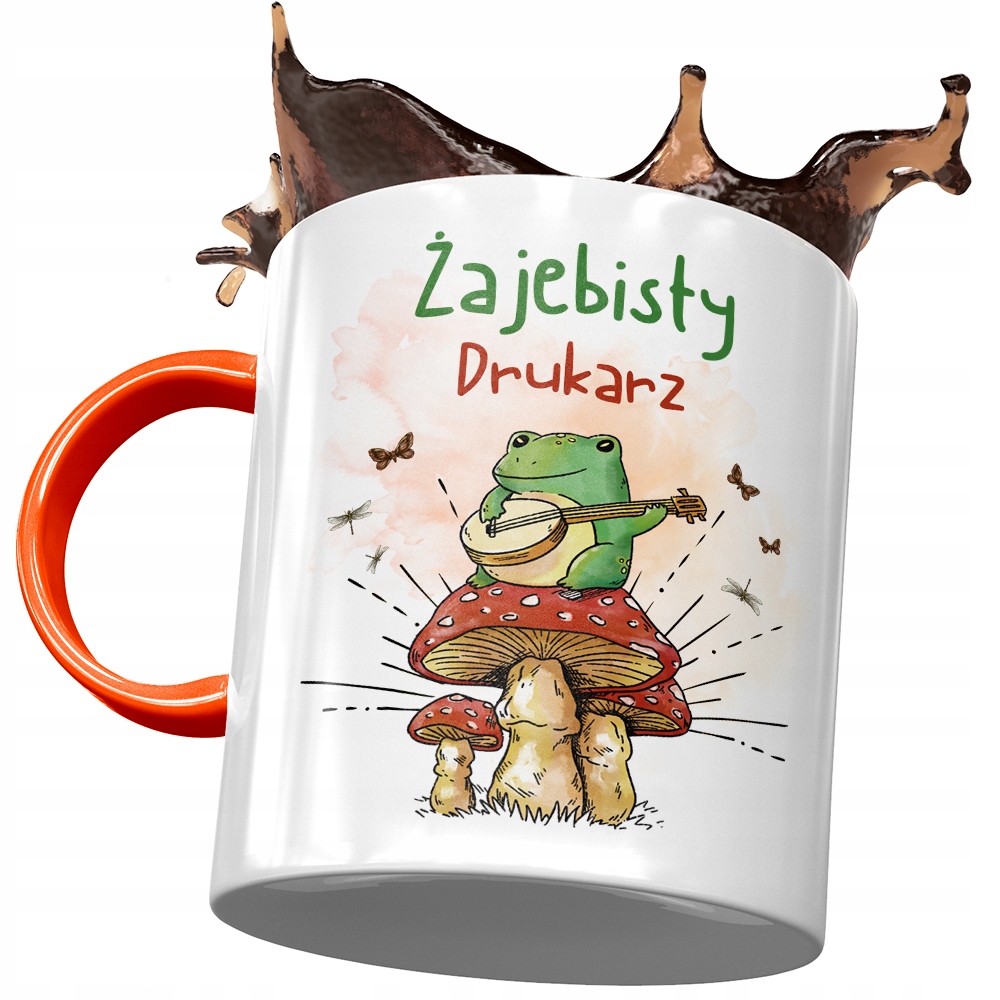 Kubek Pomarańczowy Dla Drukarza Żajebisty Drukarz Z Nadrukiem Ze Zdjęciem