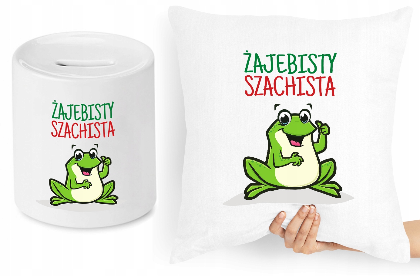 Dla Szachisty Zestaw Poduszka + Skarbonka Prezent Z Nadrukiem Ze Zdjęciem