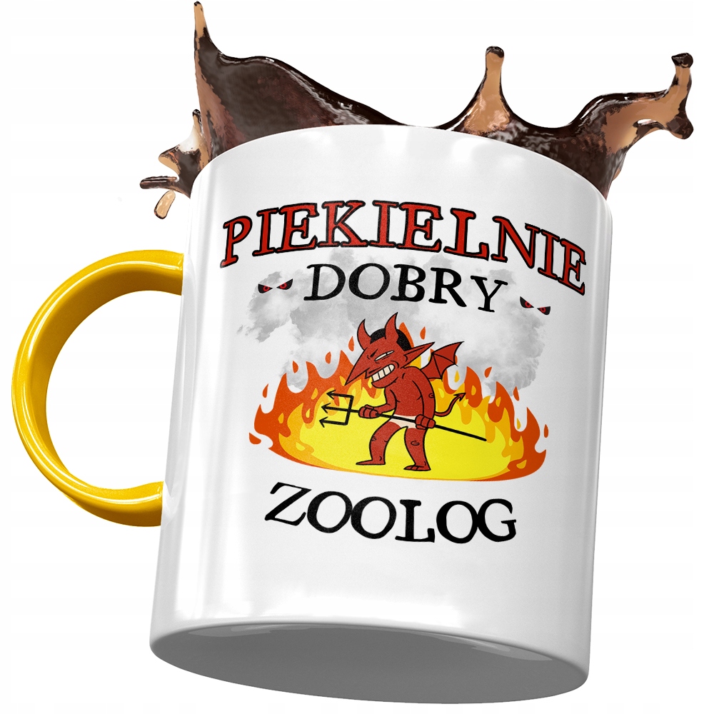 Kubek Żółty Dla Zoologa Piekielnie Dobry Zoolog Z Nadrukiem Ze Zdjęciem