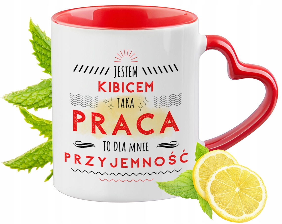 Kubek Dla Kibica Czerwony Z Uszkiem W Kształcie Serca Na Prezent