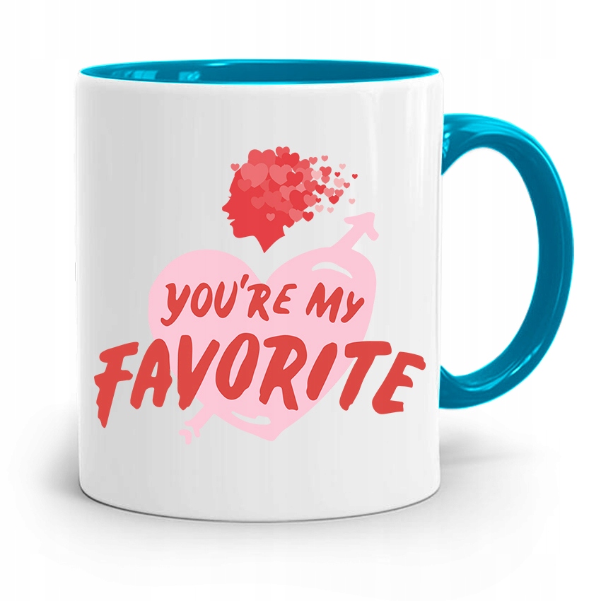 Kubek Błękitny Na Walentynki You're My Favorite Z Nadrukiem Ze Zdjęciem