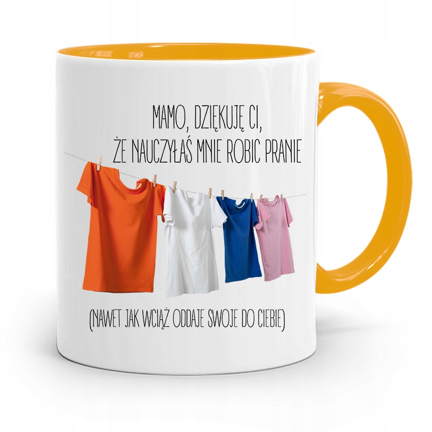 Kubek Żółty Dla Mamy Mamo Dziękuję Ci Że Nauczyłaś Z Nadrukiem Ze Zdjęciem