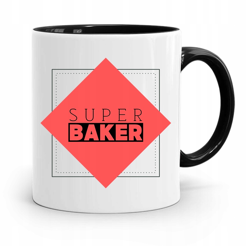 Kubek Czarny Prezent Dla Piekarza Super Baker Z Nadrukiem Ze Zdjęciem