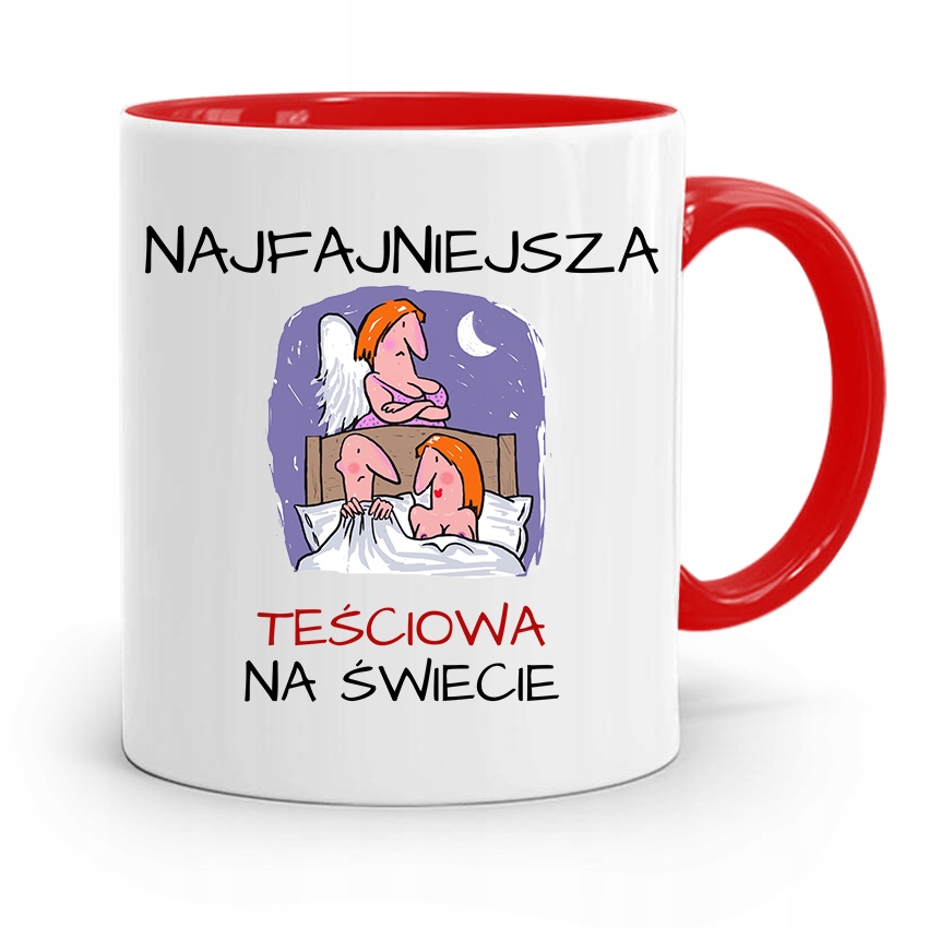 Kubek Czerwony Teściowej Najfajniejsza Na Świecie Z Nadrukiem Ze Zdjęciem