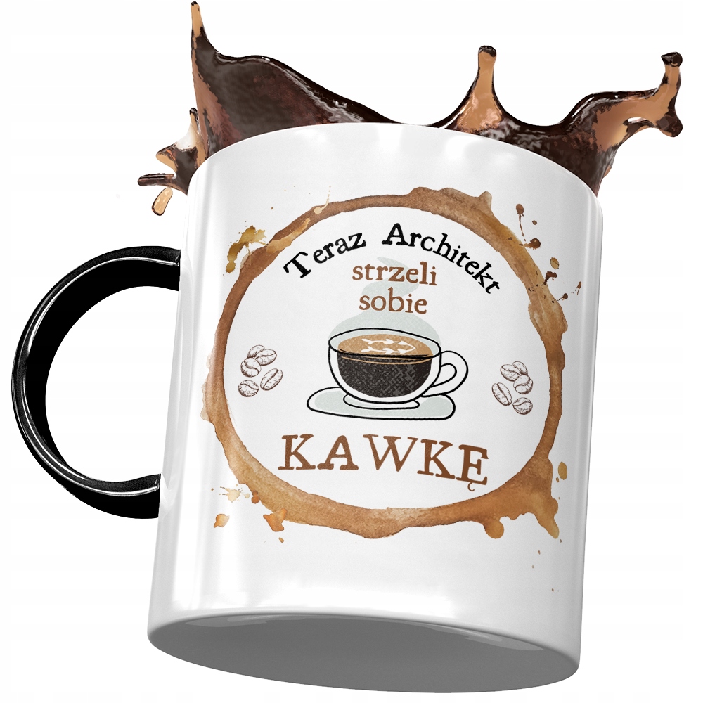 Kubek Czarny Architekta Teraz Strzeli Sobie Kawkę Z Nadrukiem Ze Zdjęciem