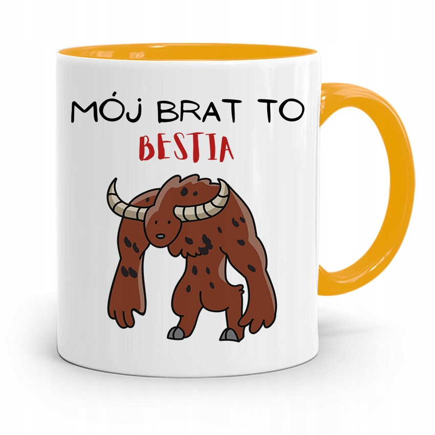 Kubek Żółty Prezent Dla Brata Mój Brat To Bestia Z Nadrukiem Ze Zdjęciem