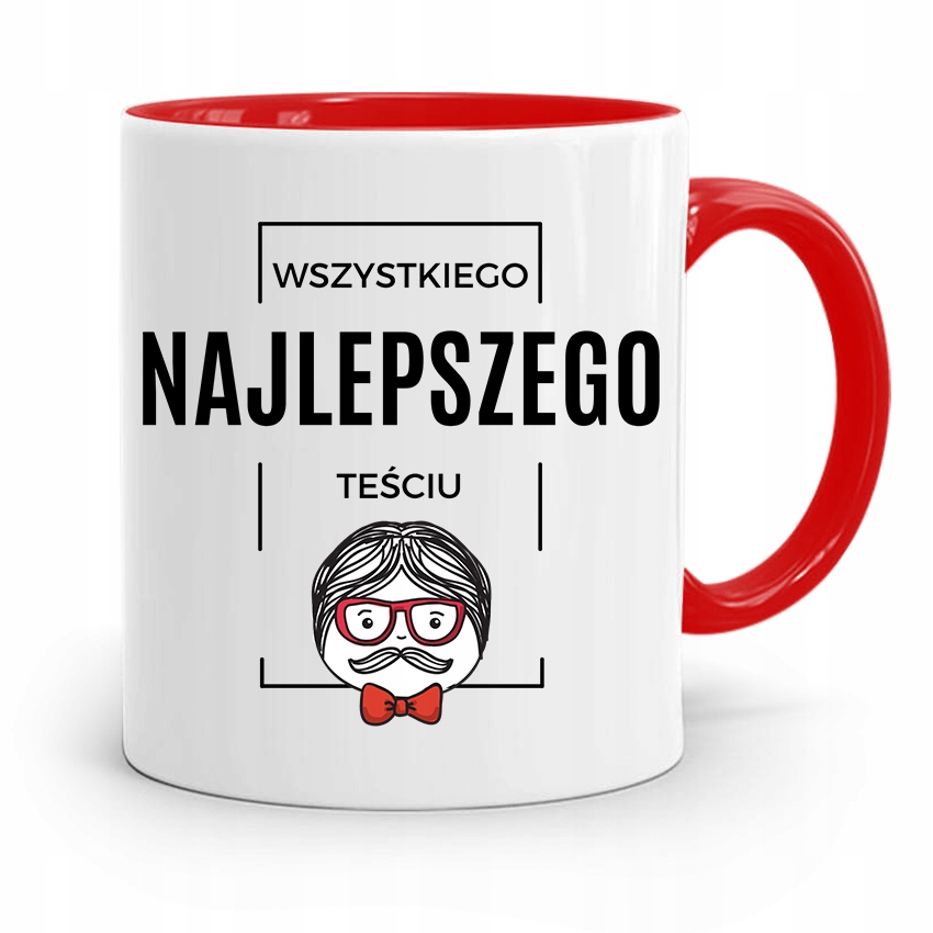 Kubek Czerwony Dla Teścia Wszystkiego Najlepszego Z Nadrukiem Ze Zdjęciem