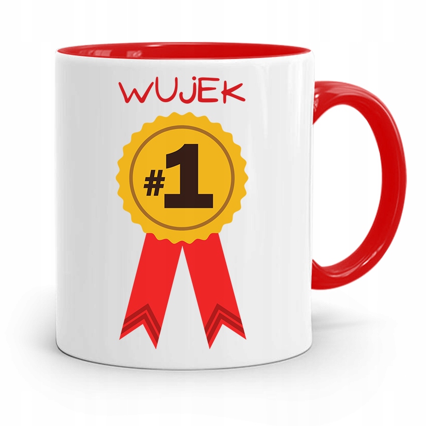 Kubek Czerwony Prezent Dla Wujka Wujek #1 Z Nadrukiem Ze Zdjęciem