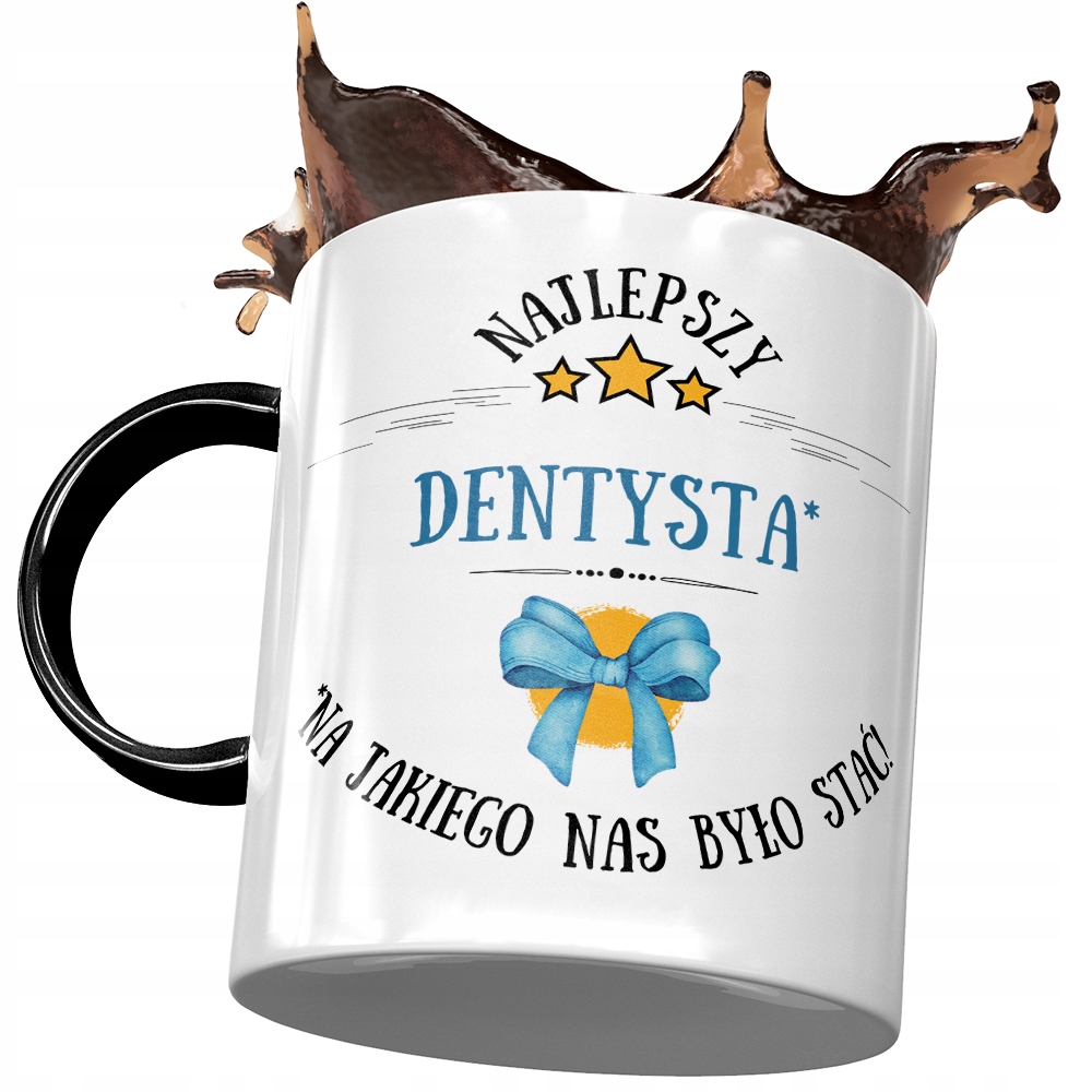 Kubek Czarny Dla Dentysty Najlepszy Dentysta Z Nadrukiem Ze Zdjęciem