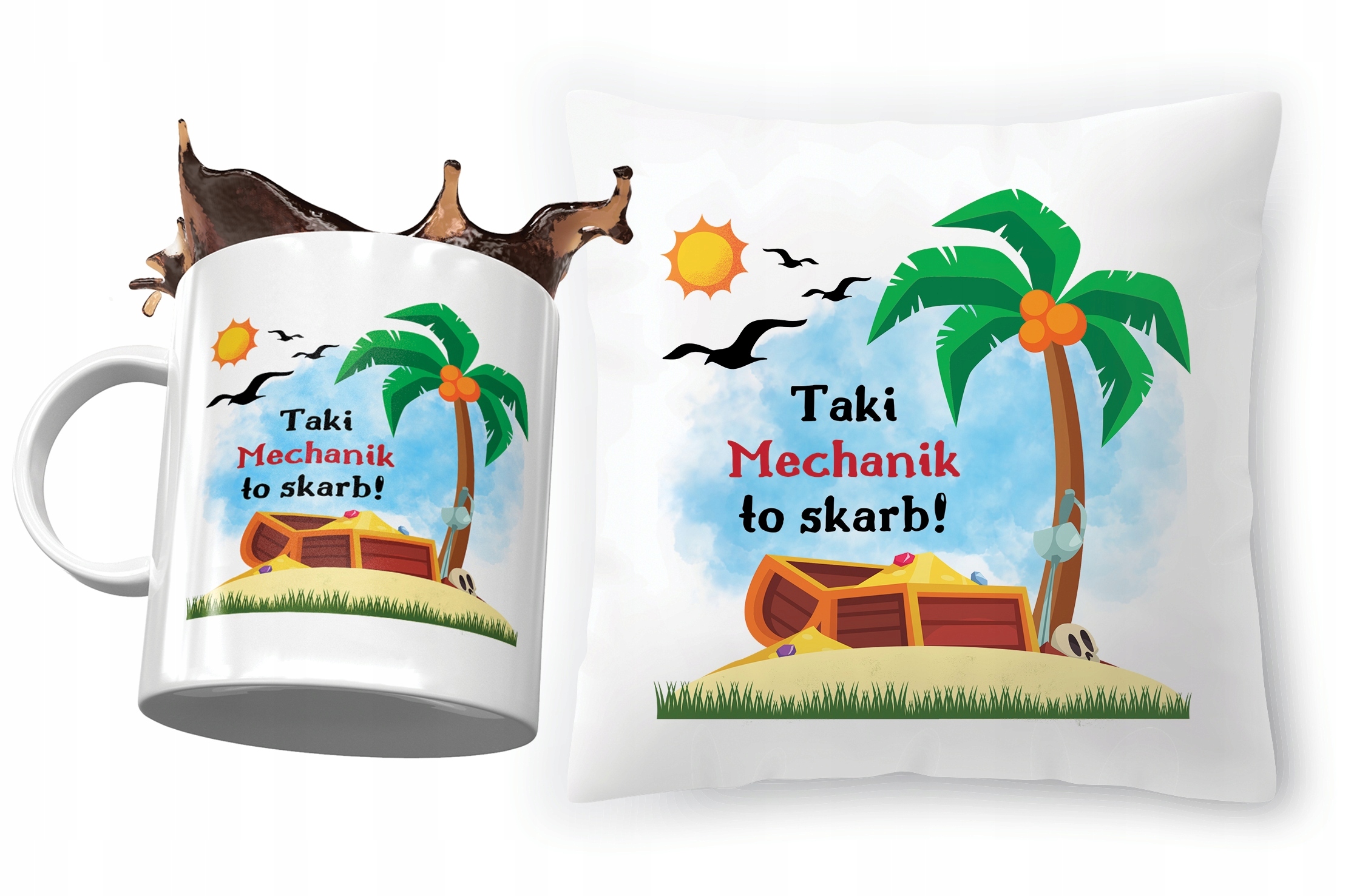 Dla Mechanika Zestaw Poduszka + Kubek Na Prezent Z Nadrukiem Ze Zdjęciem