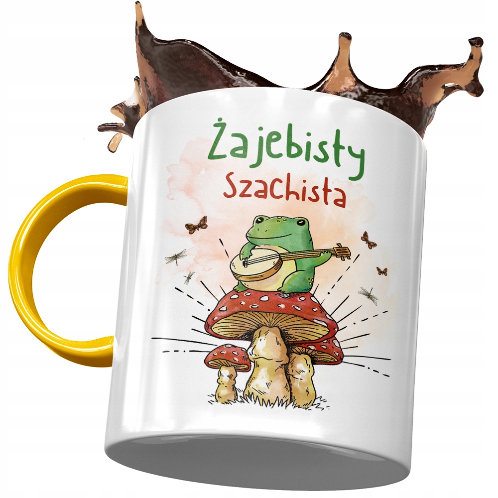 Kubek Żółty Dla Szachisty Żajebisty Szachista Z Nadrukiem Ze Zdjęciem