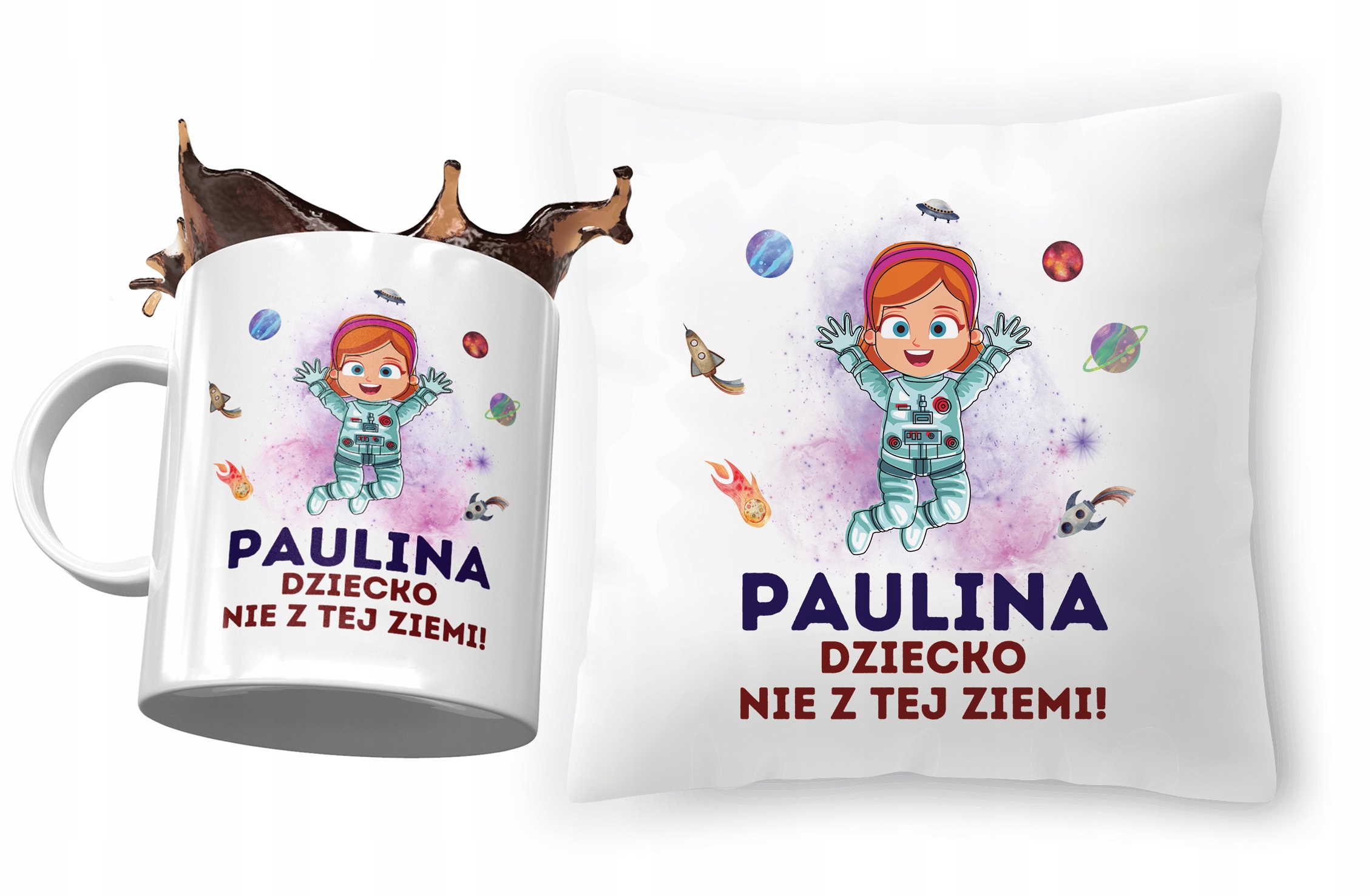 Zestaw Dla Pauliny Poduszka + Kubek Dla Dziecka Z Nadrukiem Ze Zdjęciem