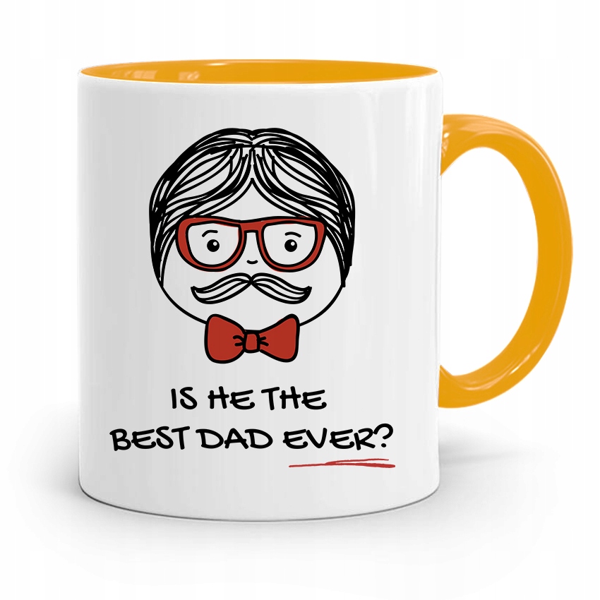 Kubek Żółty Dzień Ojca Dla Taty Is He The Best Dad Z Nadrukiem Ze Zdjęciem