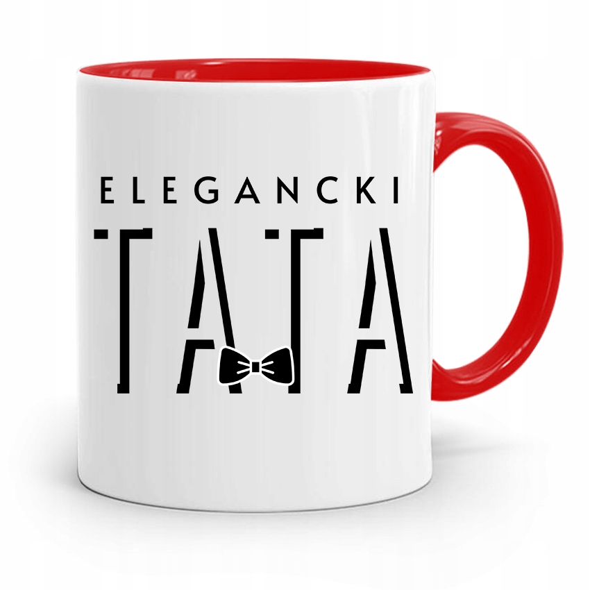 Kubek Czerwony Dla Taty Ojca Elegancki Tata Z Nadrukiem Ze Zdjęciem