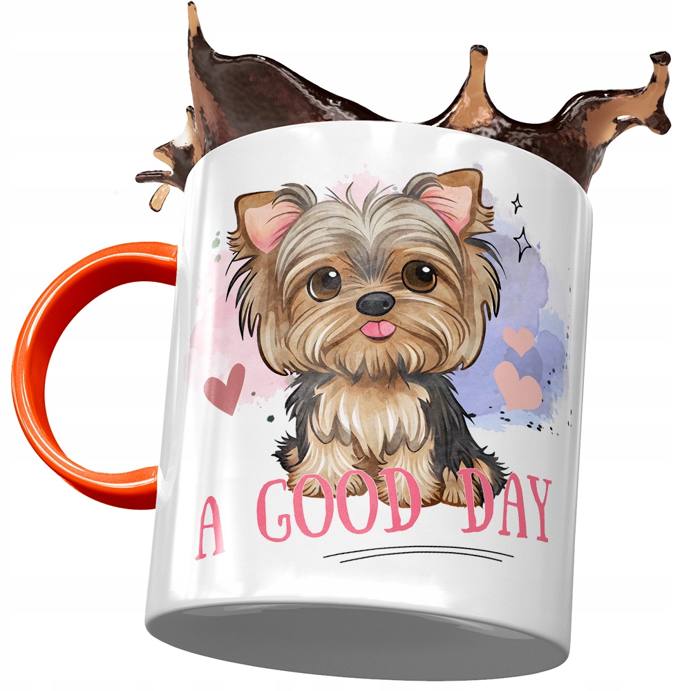 Kubek Pomarańczowy Z Pieskiem Psem Słodki Prezent Z Nadrukiem Ze Zdjęciem