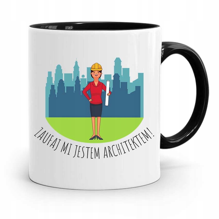 Kubek Czarny Architekta Zaufaj Jestem Architektem Z Nadrukiem Ze Zdjęciem