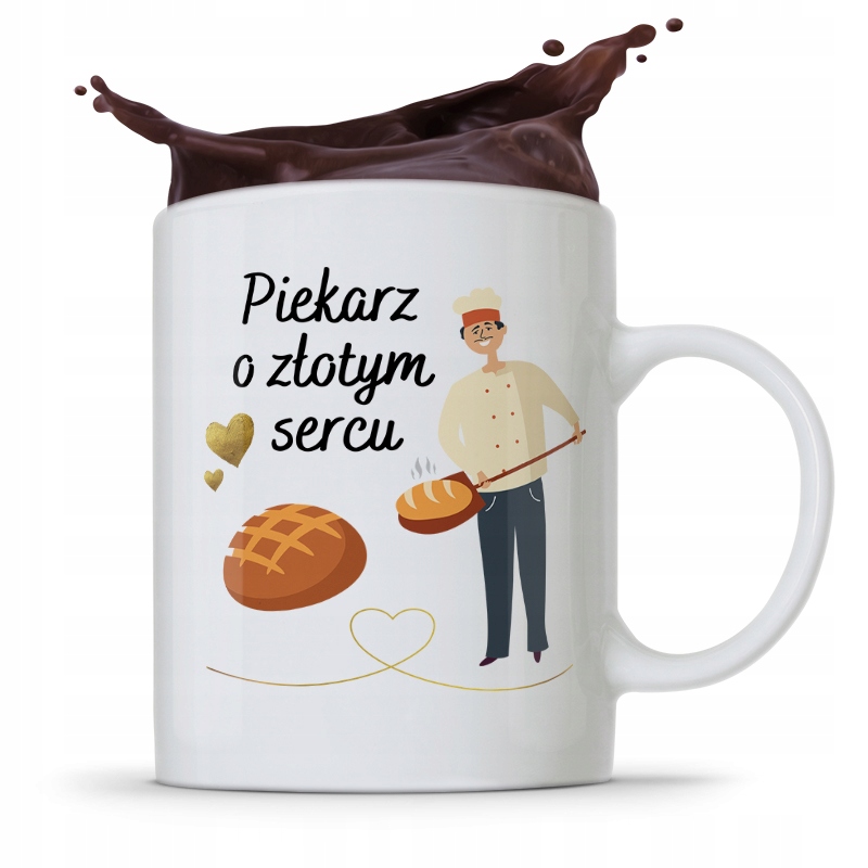 Kubek Prezent Dla Piekarza O Złotym Sercu Z Nadrukiem Ze Zdjęciem