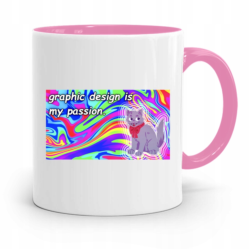 Kubek Różowy Grafika Graphic Design Is My Passion Z Nadrukiem Ze Zdjęciem