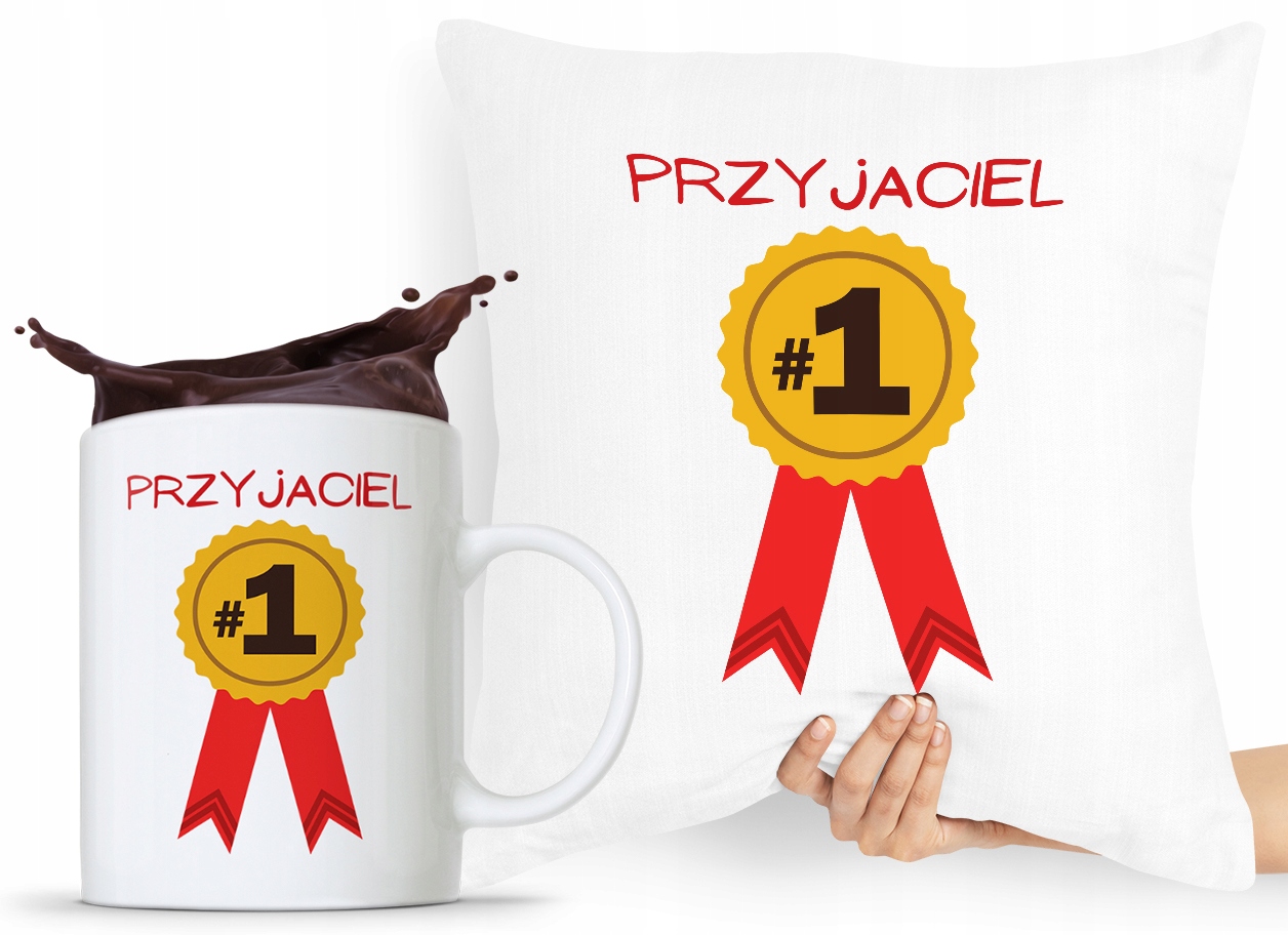 Zestaw Poduszka + Kubek Prezent Dla Przyjaciela Z Nadrukiem Ze Zdjęciem