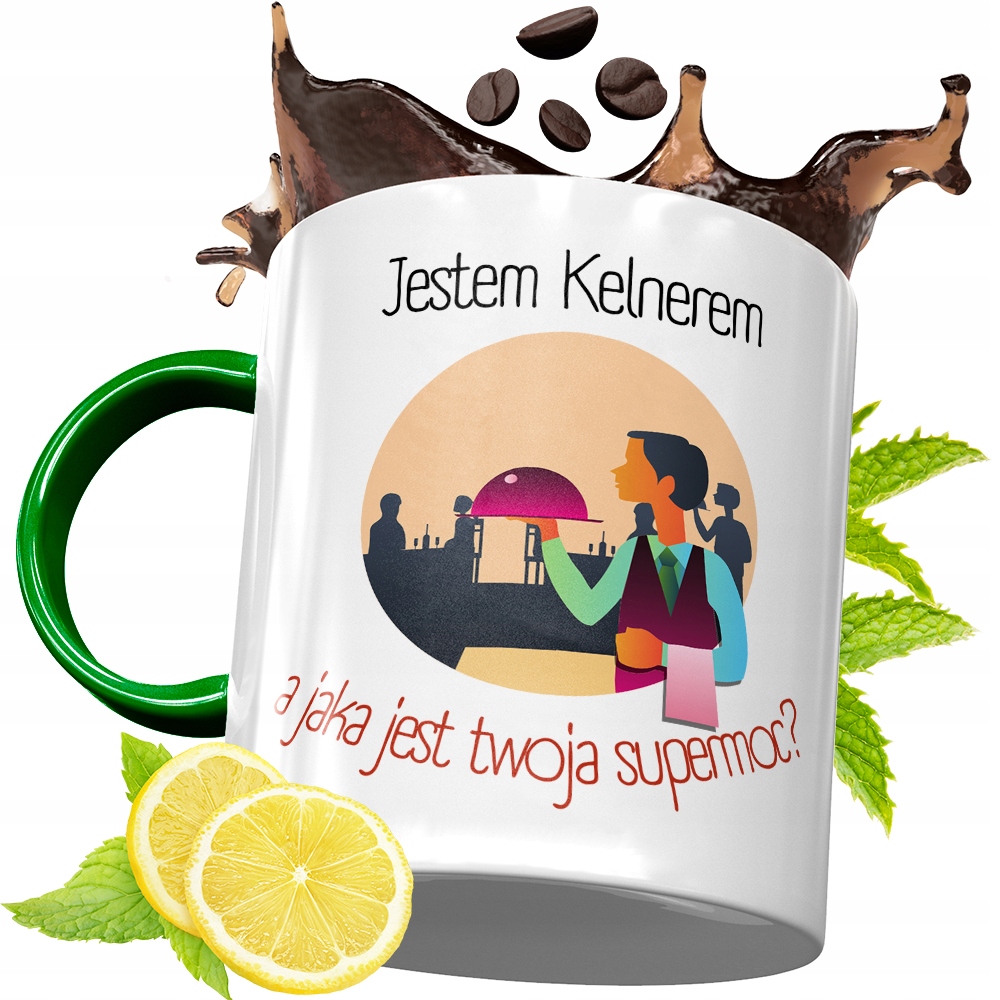 Kubek Zielony Dla Kelnera Kelnerki Na Prezent Z Nadrukiem Ze Zdjęciem