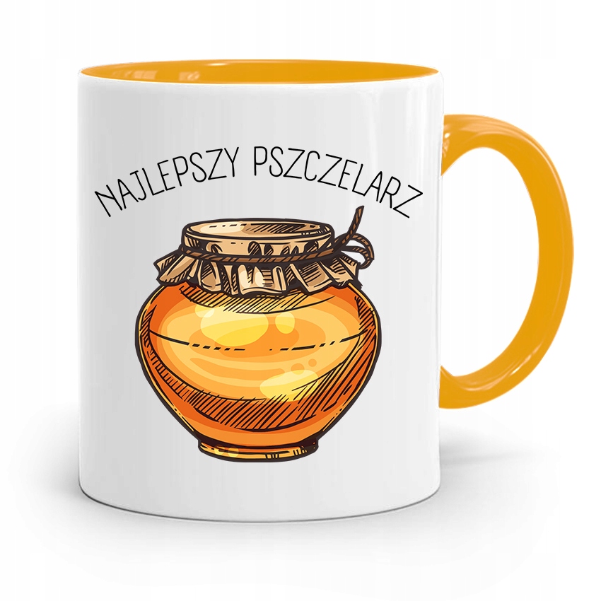 Kubek Zółty Dla Pszczelarza Najlepszy Pszczelarz Z Nadrukiem Ze Zdjęciem