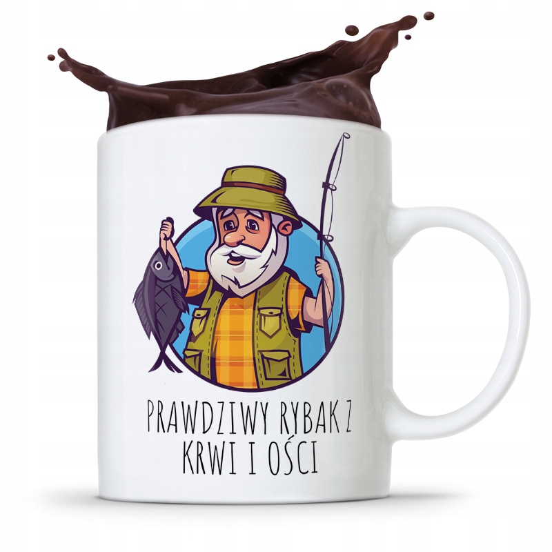 Kubek Prezent Wędkarza Prawdziwy Rybak Z Ości Z Nadrukiem Ze Zdjęciem
