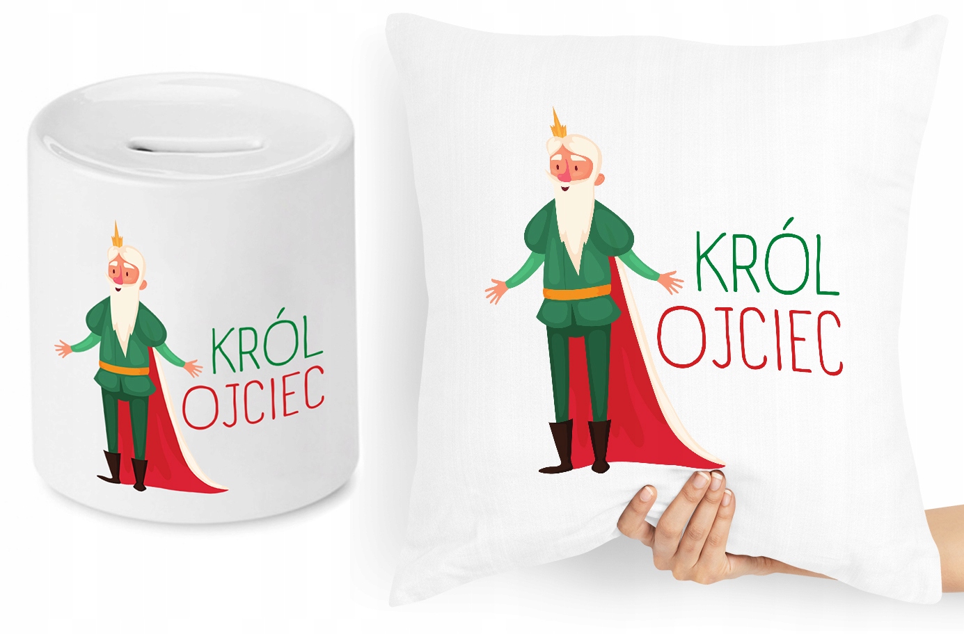 Dla Taty Zestaw Poduszka + Skarbonka Prezent Z Nadrukiem Ze Zdjęciem