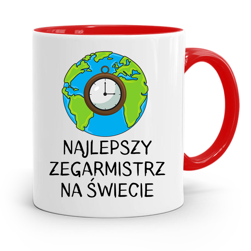 Kubek Czerwony Zegarmistrza Najlepszy Na Świecie Z Nadrukiem Ze Zdjęciem