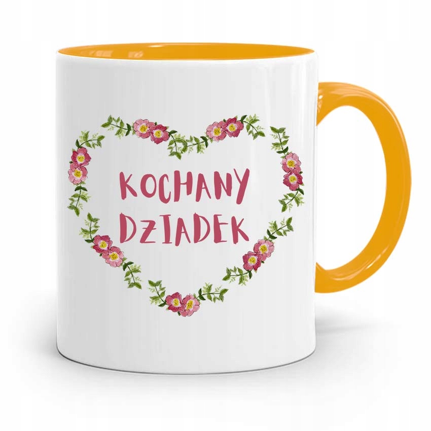 Kubek Żółty Prezent Dla Dziadka Kochany Dziadek Z Nadrukiem Ze Zdjęciem