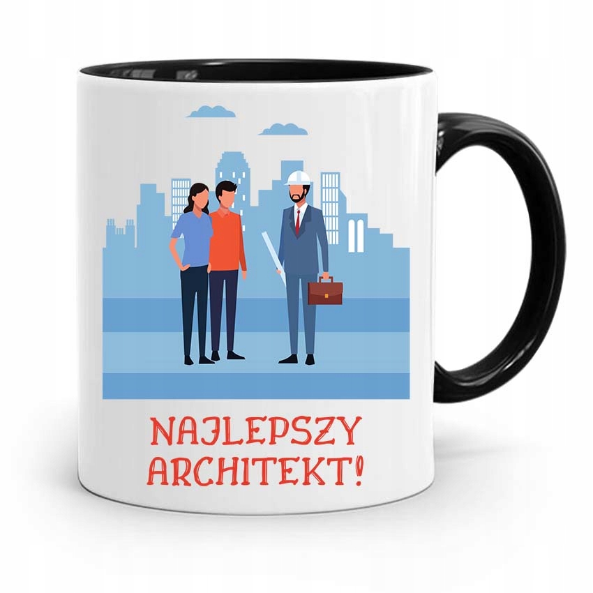Kubek Czarny Dla Architekta Najlepszy Architekt! Z Nadrukiem Ze Zdjęciem