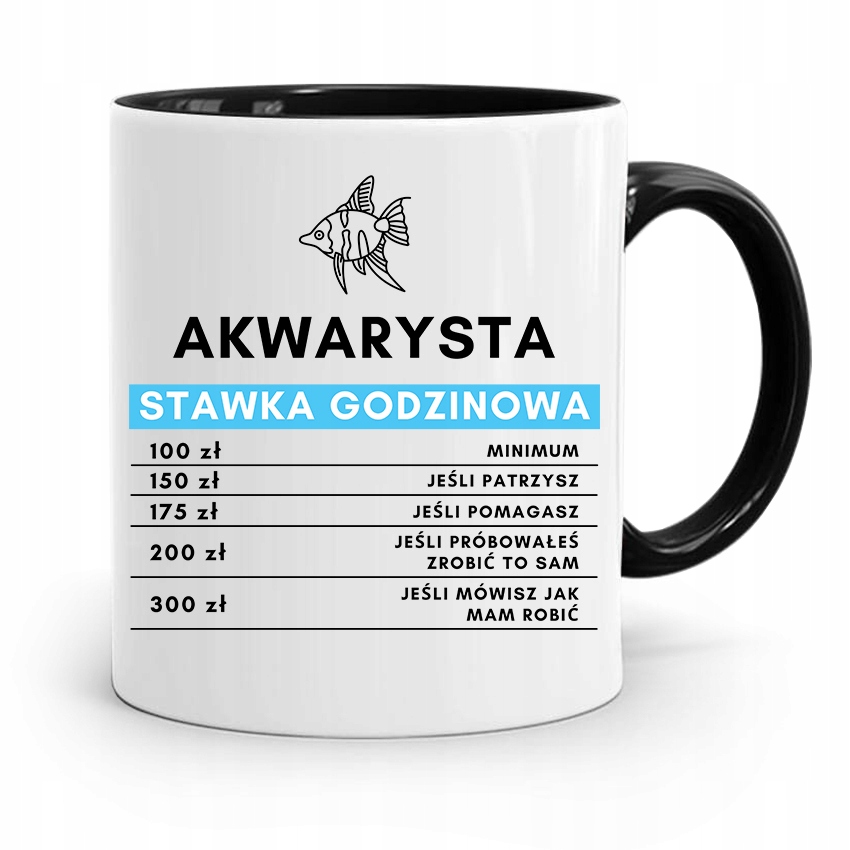 Dla Akwarysty Kubek Czarny Na Prezent Na Urodziny Z Nadrukiem Ze Zdjęciem