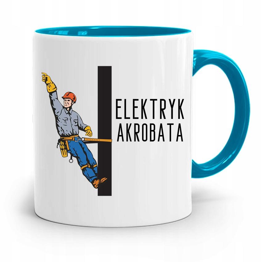 Kubek Błękitny Prezent Dla Elektryka Akrobaty Z Nadrukiem Ze Zdjęciem