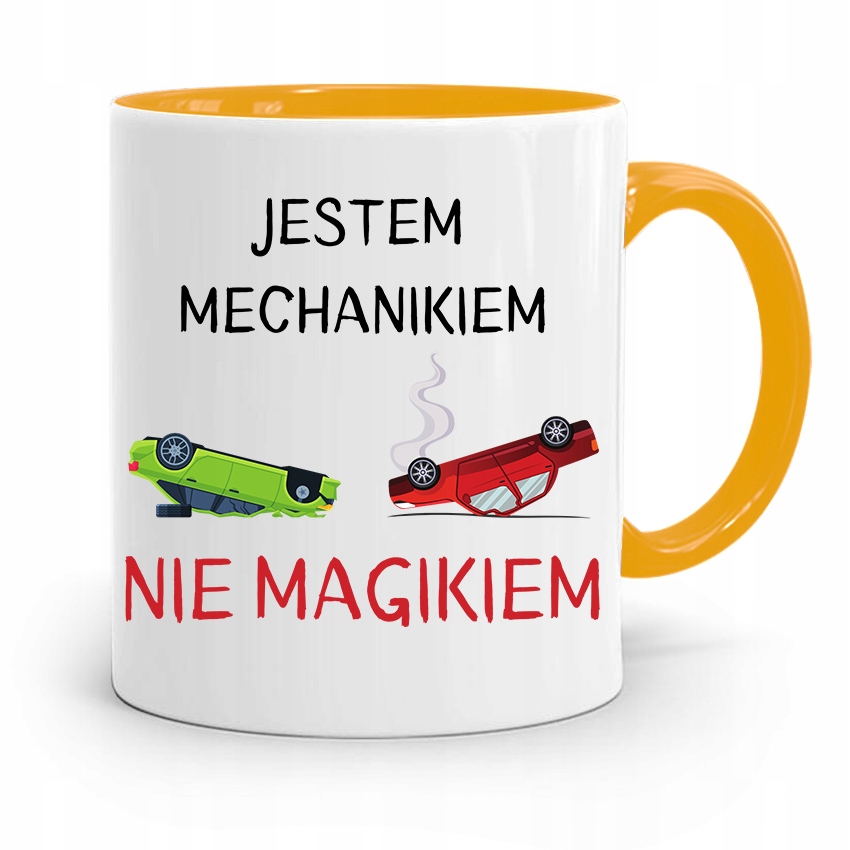 Kubek Żółty Prezent Mechanika Jestem Mechanikiem Z Nadrukiem Ze Zdjęciem