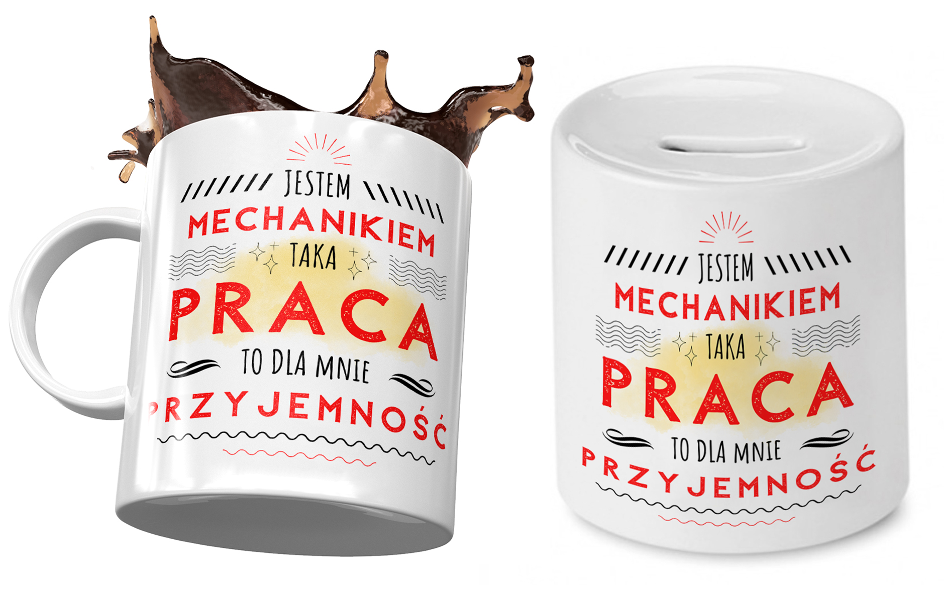 Dla Mechanika Zestaw Kubek + Skarbonka Na Prezent Z Nadrukiem Ze Zdjęciem