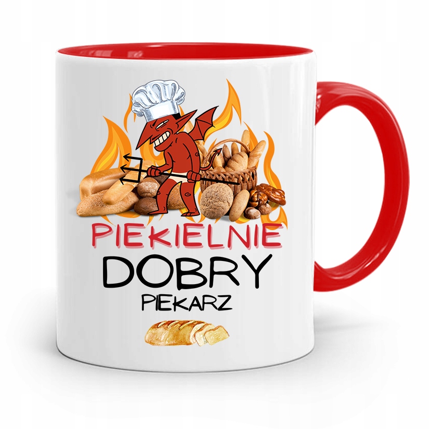 Kubek Czerwony Dla Piekarza Piekielnie Dobry Z Nadrukiem Ze Zdjęciem