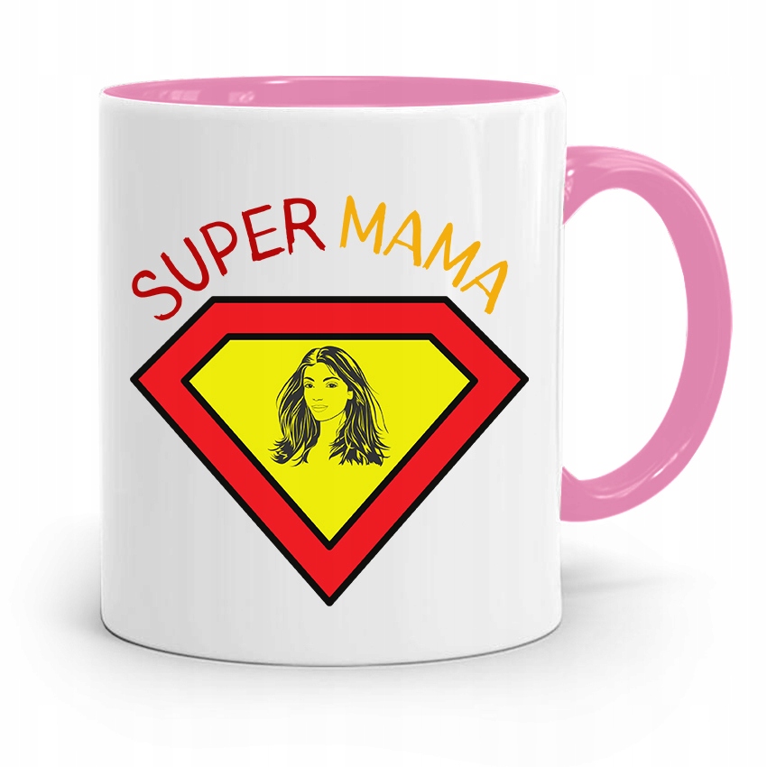 Kubek Różowy Prezent Dla Mamy Super Mama Prezent Z Nadrukiem Ze Zdjęciem