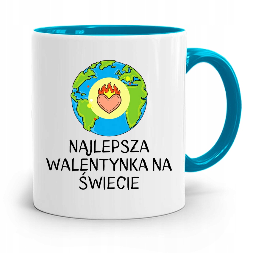 Kubek Błękitny Na Walentynki Najlepsza Walentynka Z Nadrukiem Ze Zdjęciem