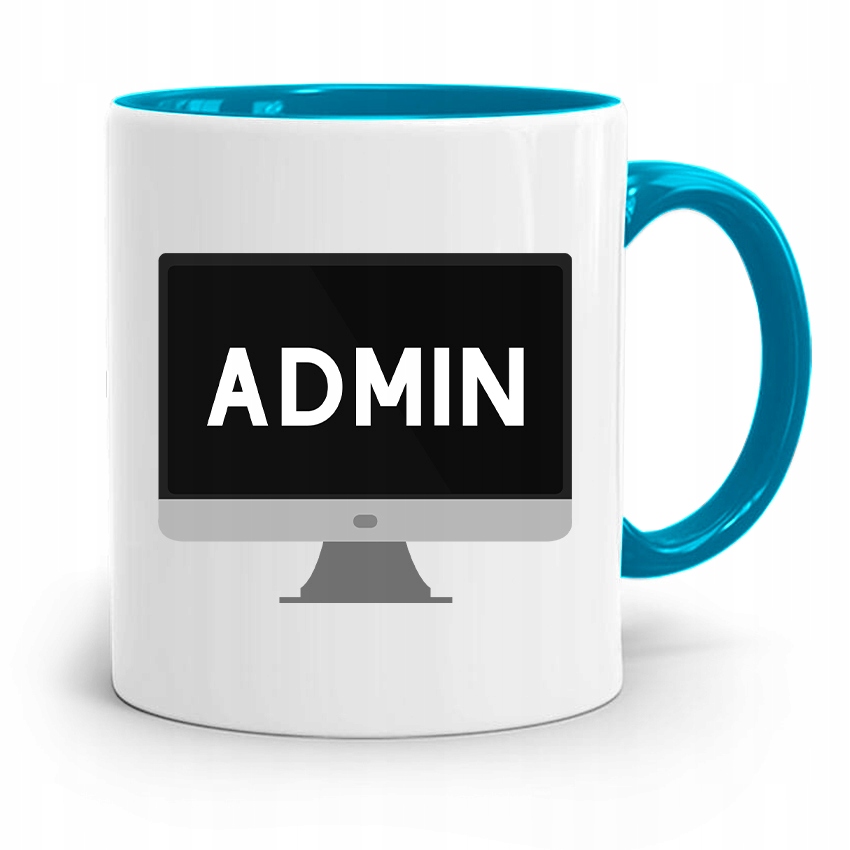 Kubek Błękitny Informatyka Programisty Admin Z Nadrukiem Ze Zdjęciem