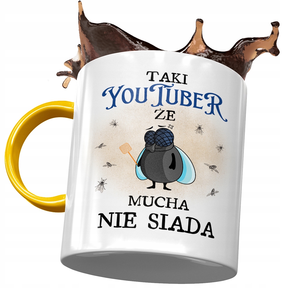 Kubek Żółty Dla Youtubera Taki Że Mucha Nie Siada Z Nadrukiem Ze Zdjęciem
