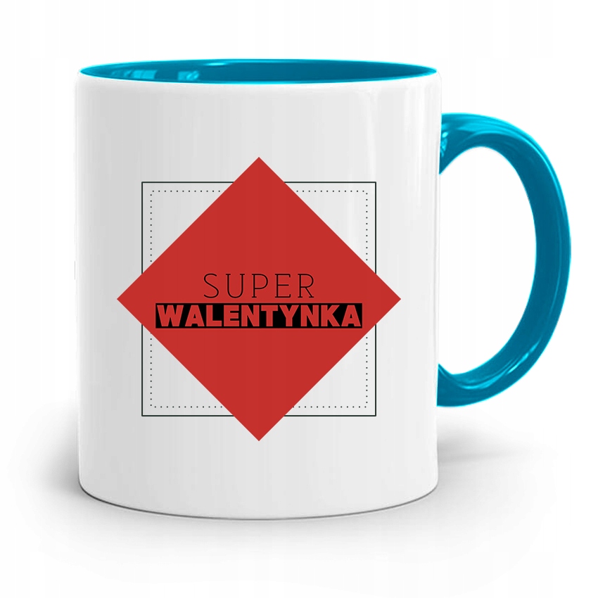 Kubek Błękitny Na Walentynki Super Walentynka Z Nadrukiem Ze Zdjęciem