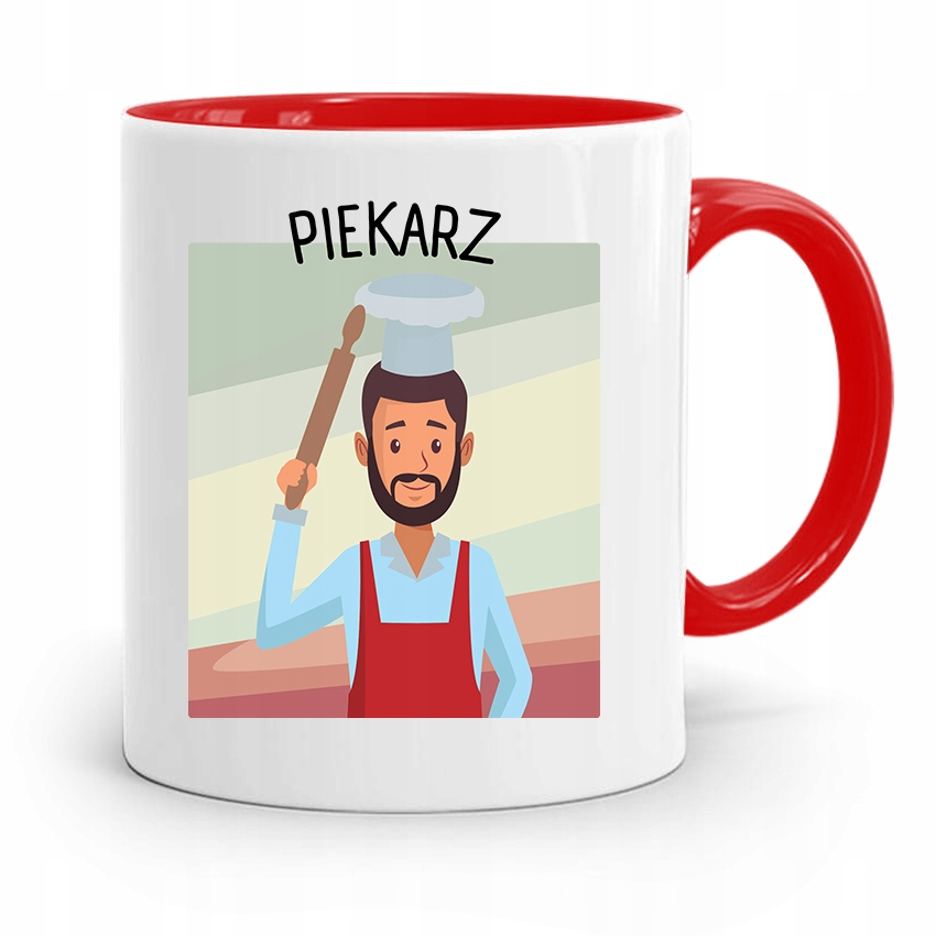 Kubek Czerwony Dla Piekarza Piekarz Prezent Z Nadrukiem Ze Zdjęciem